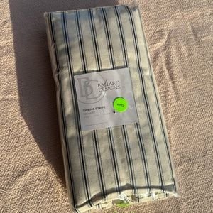 Ballard Designs King Bedskirt Navy Ticking Stripe